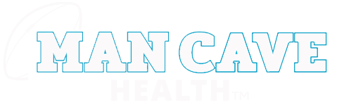 Man Cave Health Horizontal Logo WHITE BLUE OUTLINE